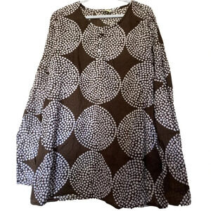 See Design brown white polka dot cover up  kaftan Tunic long sleeve top